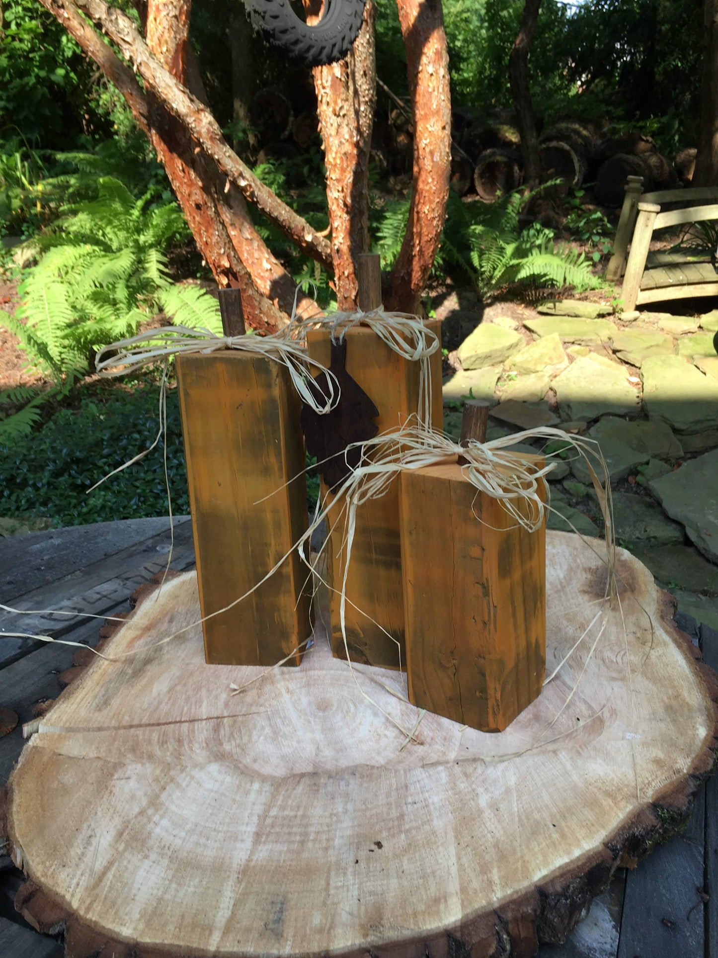 Wood pumpkins